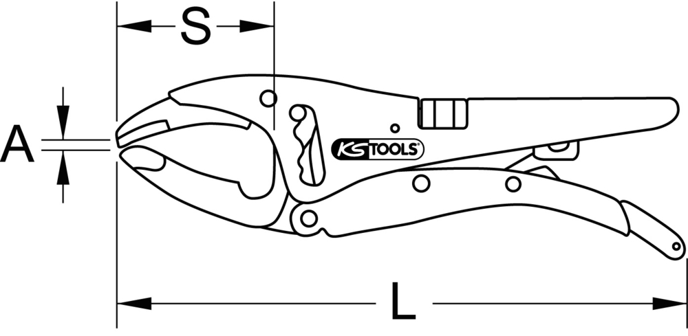 KS Tools - Pince étau à crémaillère 10, bec long 0-85 mm
