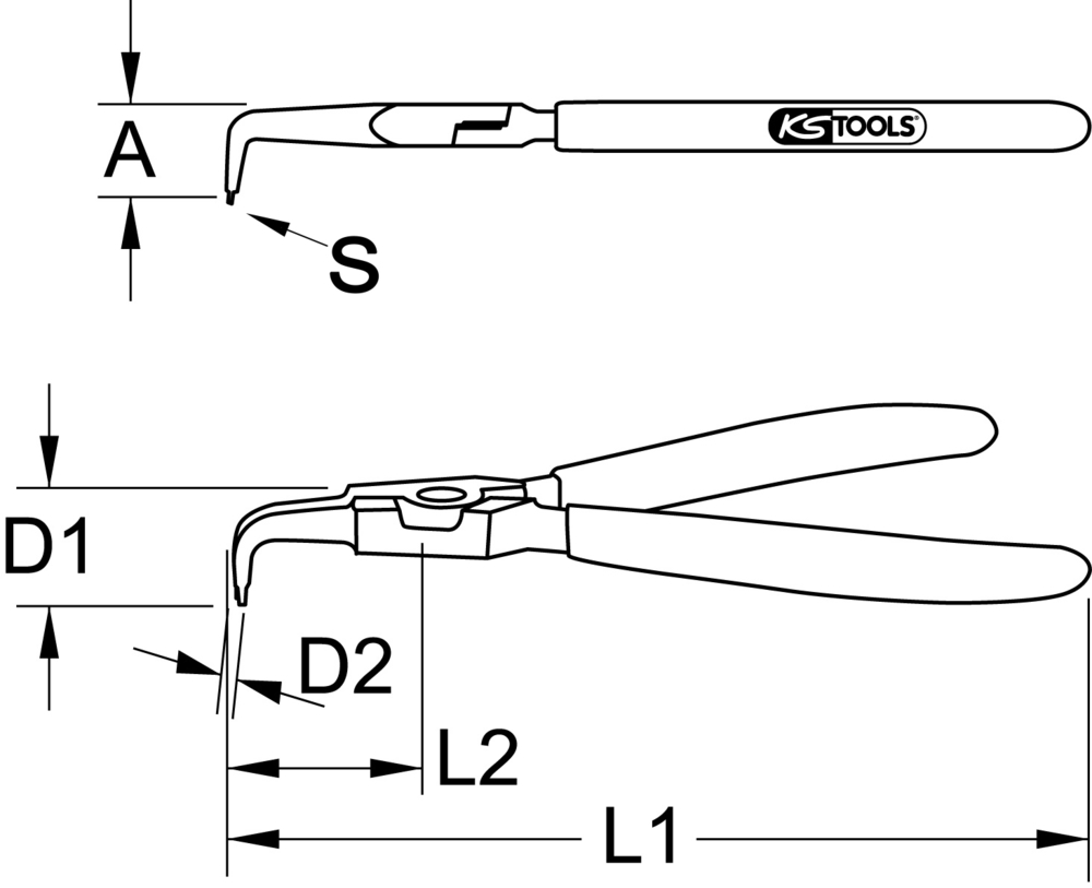 Pince à circlips extérieur bec droit, L.135 mm (119.2051) - KS