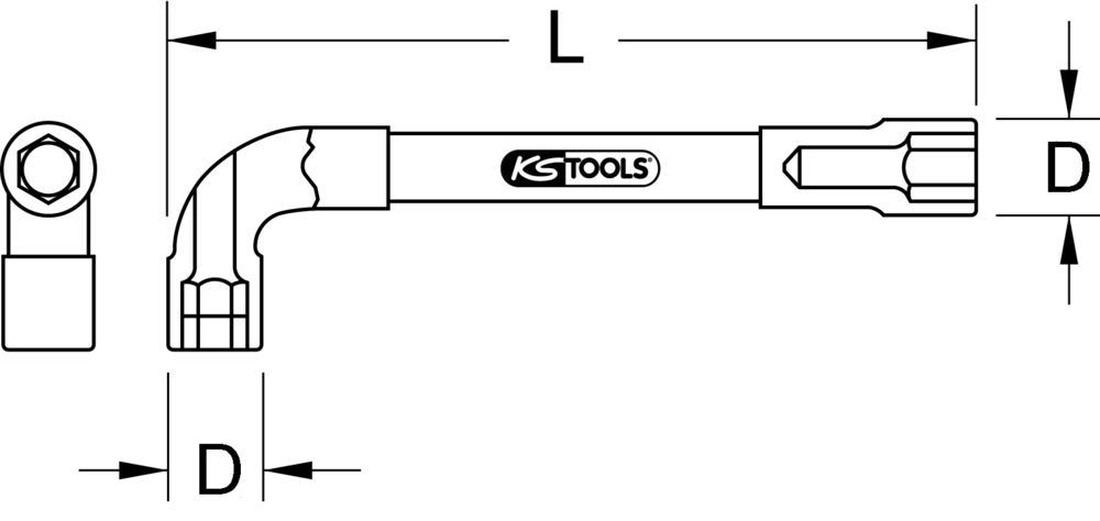 KS Tools - Clé à pipe débouchée, 22 mm - 6 pans