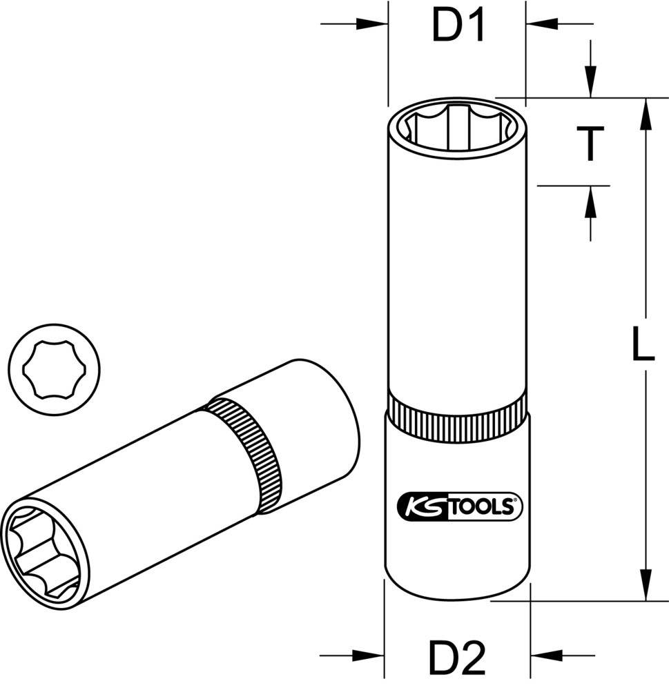 KS Tools - Douille longue 6 pans ULTIMATE 1/2'', 27 mm