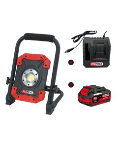 Projecteur LED de chantier sur batterie avec batterie 18V 4Ah et chargeur rapide