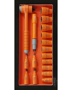 Module de douilles 6 pans et cliquet 3/8" isolés 1000V, 17 pièces