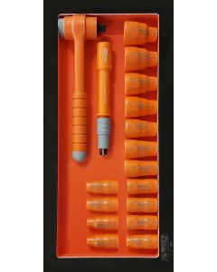 Module de douilles 12 pans et cliquet 3/8" isolés 1000V, 17 pièces