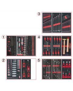 Composition d'outils 5 tiroirs pour servante, 311 pièces