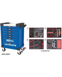 Servante ULTIMATE bleue 7 tiroirs équipée de 173 outils