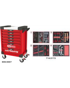 Servante ULTIMATE rouge 7 tiroirs équipée de 173 outils