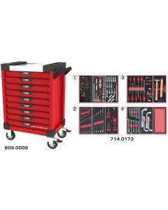 Servante ULTIMATE rouge 9 tiroirs équipée de 173 outils
