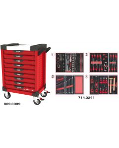 Servante ULTIMATE rouge 9 tiroirs équipée de 241 outils