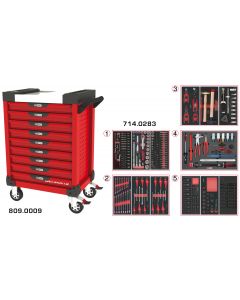 Servante ULTIMATE rouge 9 tiroirs équipée de 283 outils