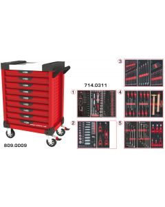Servante ULTIMATE rouge 9 tiroirs équipée de 311 outils