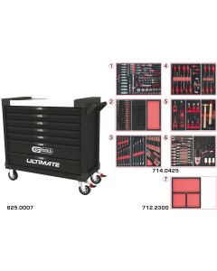 Servante ULTIMATE XL noire 7 tiroirs équipée de 428 outils