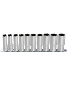Rail de 10 douilles longues 1/2'' 6 pans ULTIMATE, 10 à 19 mm