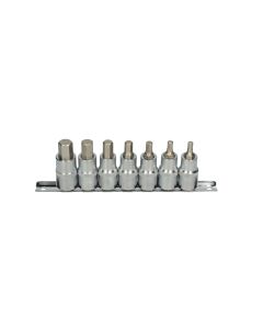Rail de 7 douilles tournevis 1/2'' 6 pans, 5 à 14 mm, L.55 mm