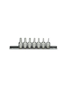 Jeu de 7 douilles tournevis ULTIMATE 5 pans percé 1/4'' sur rail, TS10-TS40