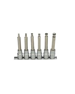 Rail de 6 douilles tournevis 6 pans à tête sphérique 1/2'' -  5 à 12 mm,  L.110 mm 