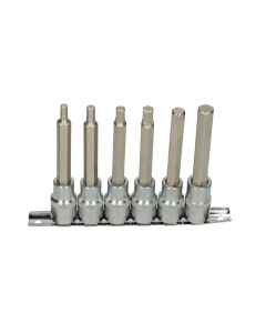 Rail de 6 douilles tournevis 6 pans 1/2'', 5 à 12 mm, L.110 mm 