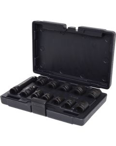 Coffret de douilles à chocs 6 pans 1/2'' - 10 douilles, cardan, rallonge- 12pcs