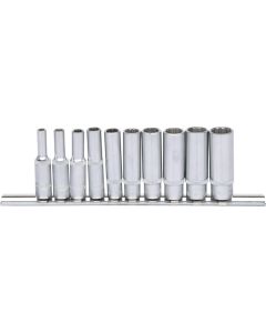 Rail de 10 douilles 1/4'' 12 pans longues ULTIMATE, 4 à 13 mm