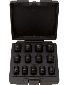 Coffret de 13 douilles à chocs 12 pans 1/2'', 10 à 24 mm