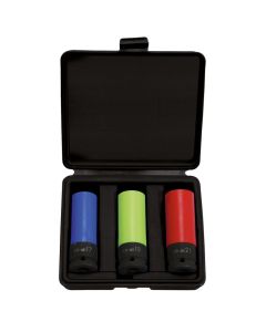 Coffret de douilles à chocs longues 6 pans pour jantes aluminium , 3 pièces