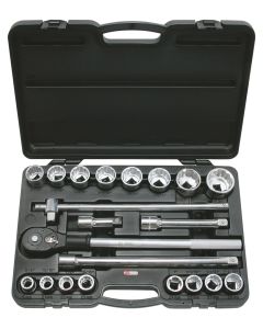 Coffret de douilles 12 pans en pouces et accessoires 3/4'', 21 pièces
