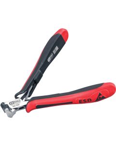 Pince électronique coupante frontale avec bec long et laerge finement biseauté, 125 mm