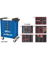 Servante ULTIMATE bleue 7 tiroirs équipée de 384 outils