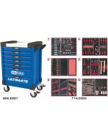 Servante ULTIMATE bleue 7 tiroirs équipée de 429 outils
