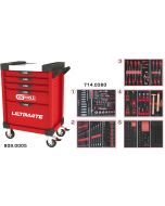 Servante ULTIMATE rouge 5 tiroirs équipée de 384 outils