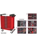 Servante ULTIMATE rouge 9 tiroirs équipée de 187 outils