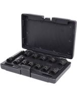 Coffret de 10 douilles à chocs 6 pans 1/2'', 10 à 24 mm, cardan et rallonge