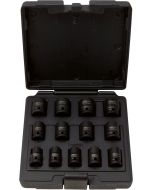 Coffret de 13 douilles à chocs 12 pans 1/2'', 10 à 24 mm