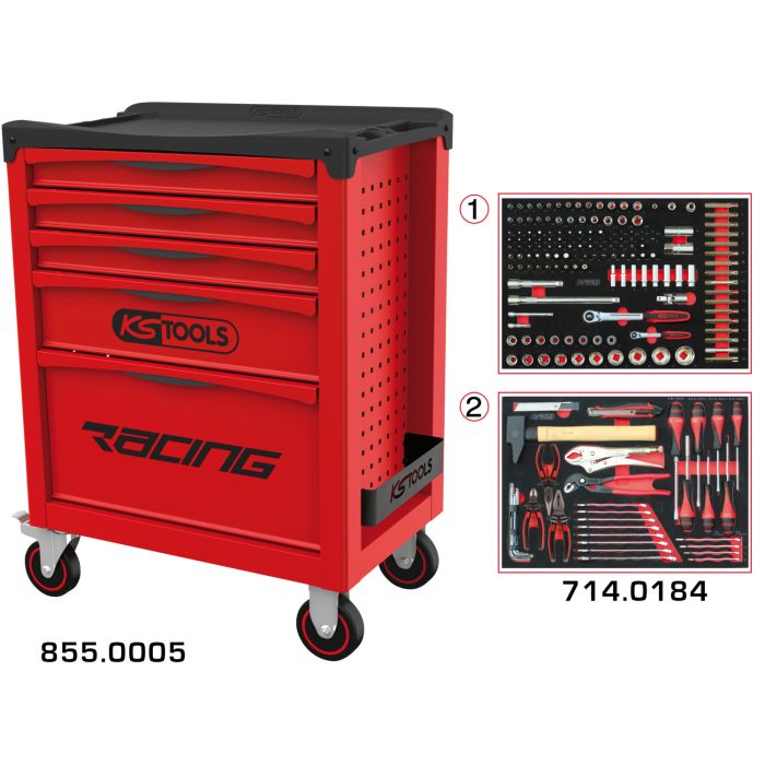 KS TOOLS Servante Racing 5 tiroirs + 184 outils - 855.5184