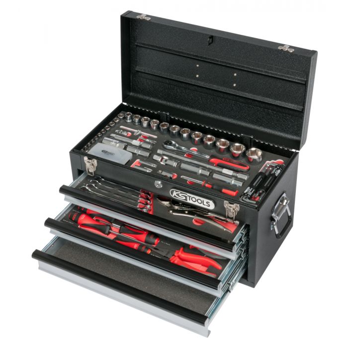 KS Tools - Coffre à outils ULTIMATE équipé - 3 tiroirs et plateau - 114 pcs