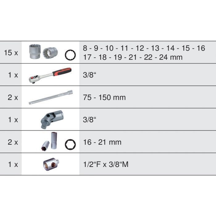 KS Tools - Coffret de douilles 12 pans en pouces et accessoires 3
