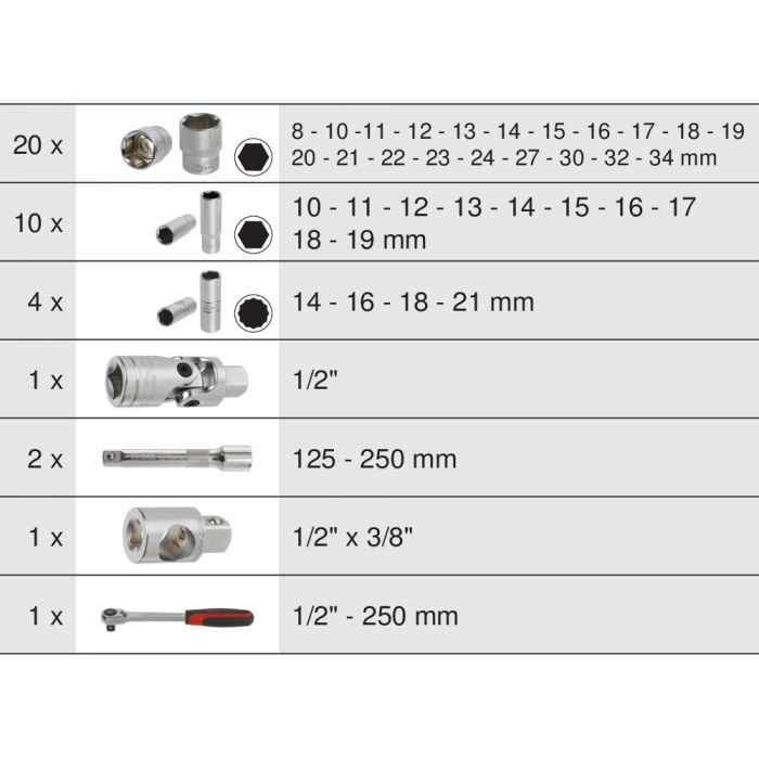 KS Tools - Coffret de douilles et accessoires ULTIMATE 1/2'', 24 pièces