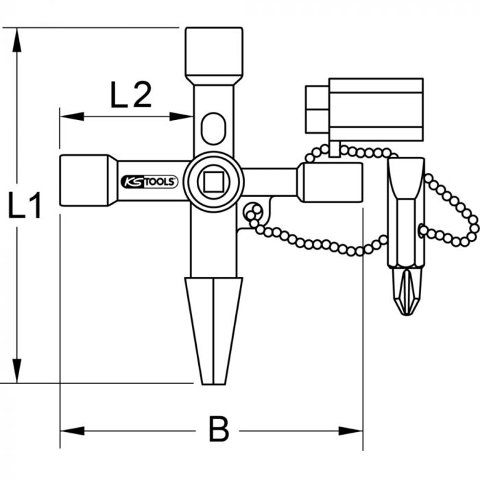Clé universelle pour armoire éléctrique chaîne courte à prix mini - KS  TOOLS Réf.130.1020