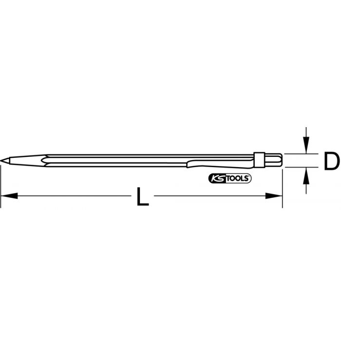 KS Tools - Pointe à tracer à corps 6 pans 5 mm avec clip d'accroche, L.145  mm