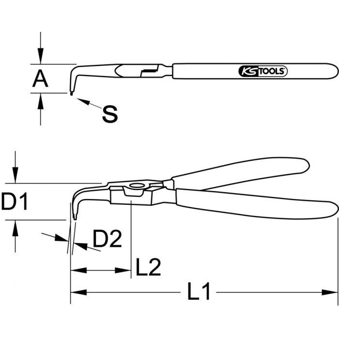 Pince à circlips extérieur bec droit, L.135 mm (119.2051) - KS
