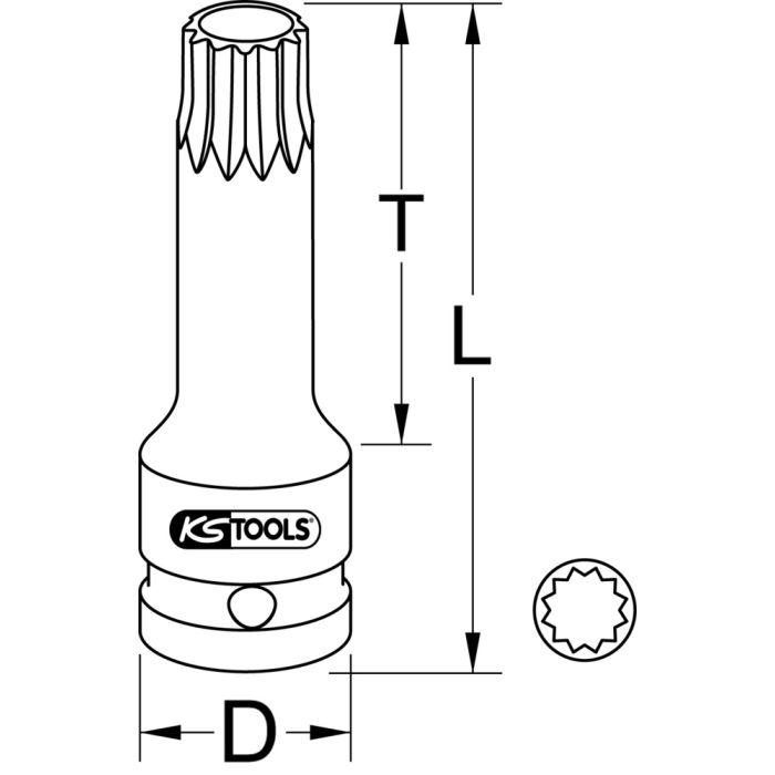 KS TOOLS 150.1701 3/4 Douilles à chocs XZN®, courtes